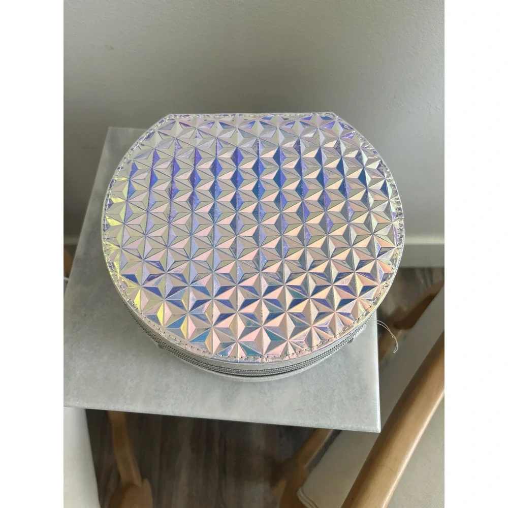 Walt Disney World Iridescent Geometric Vanity Case White Glitter Makeup Bag Ulta